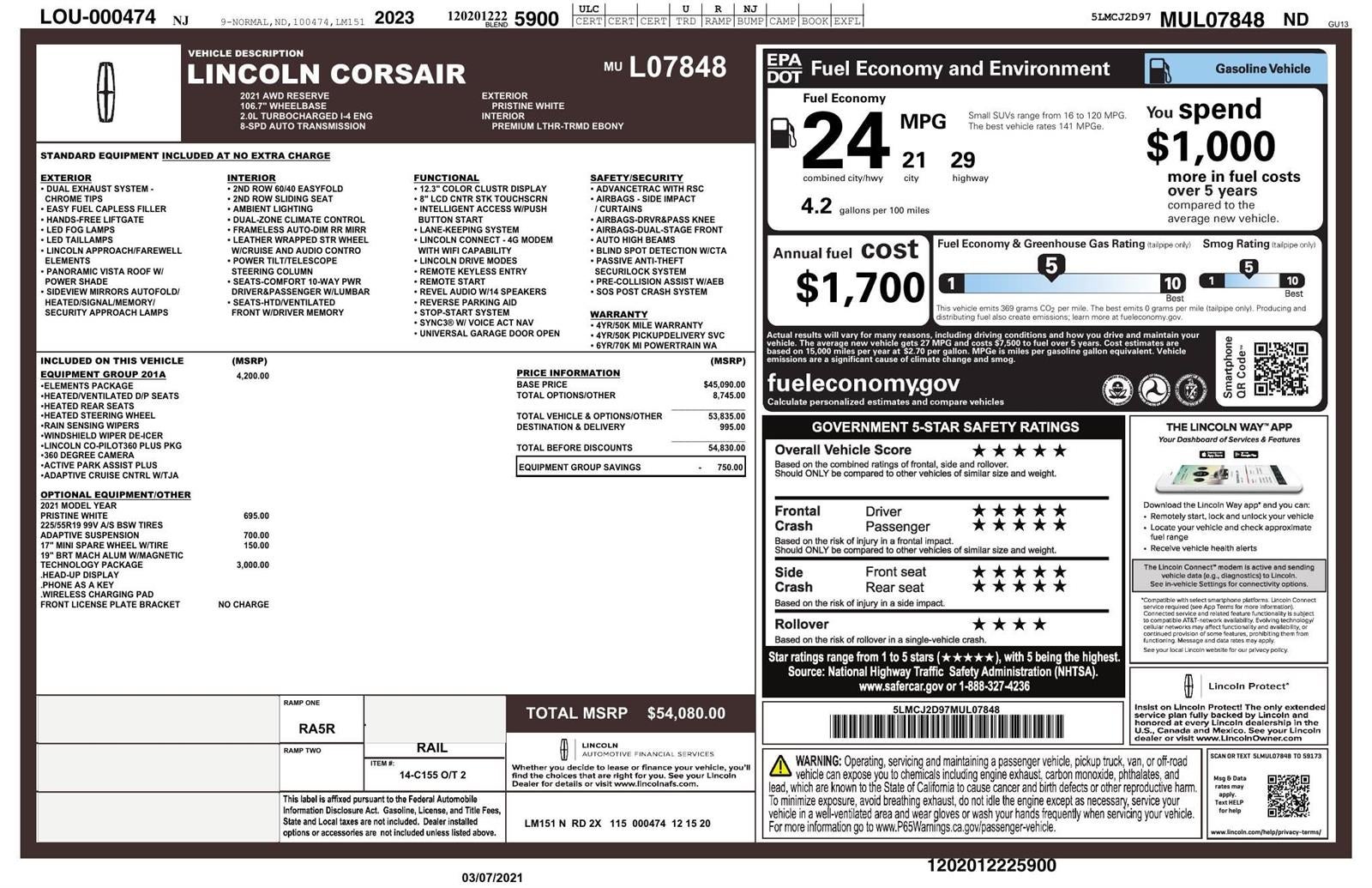 2021 Lincoln Corsair Reserve