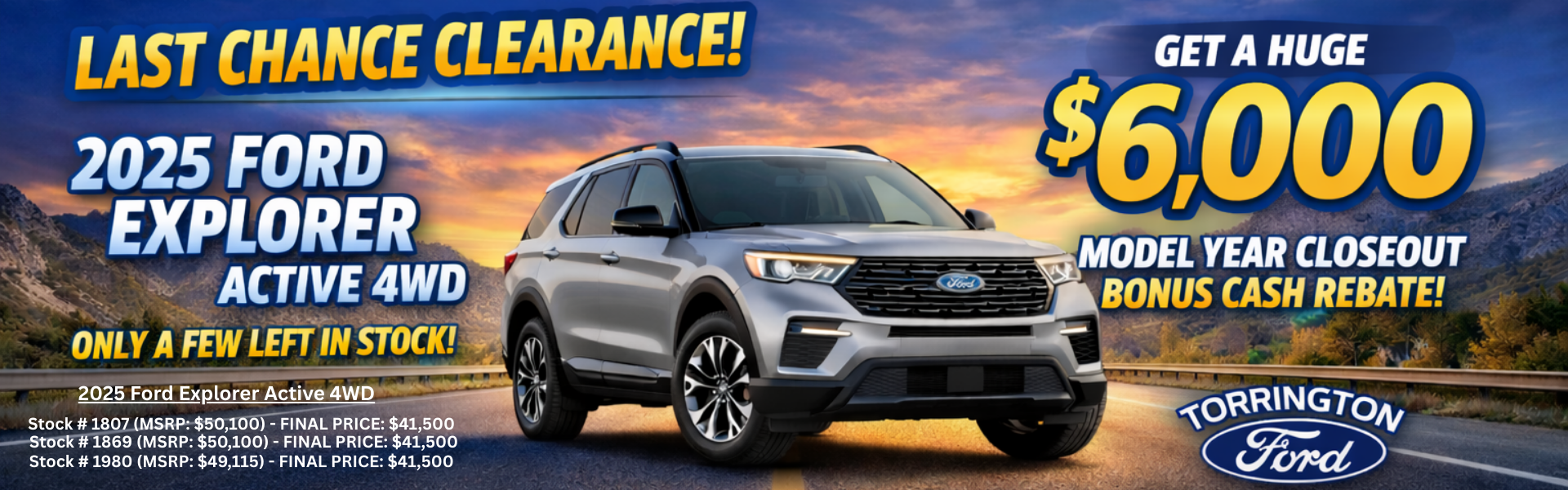 New 2025 Ford Explorer Active 4WD Discounted Model Year End