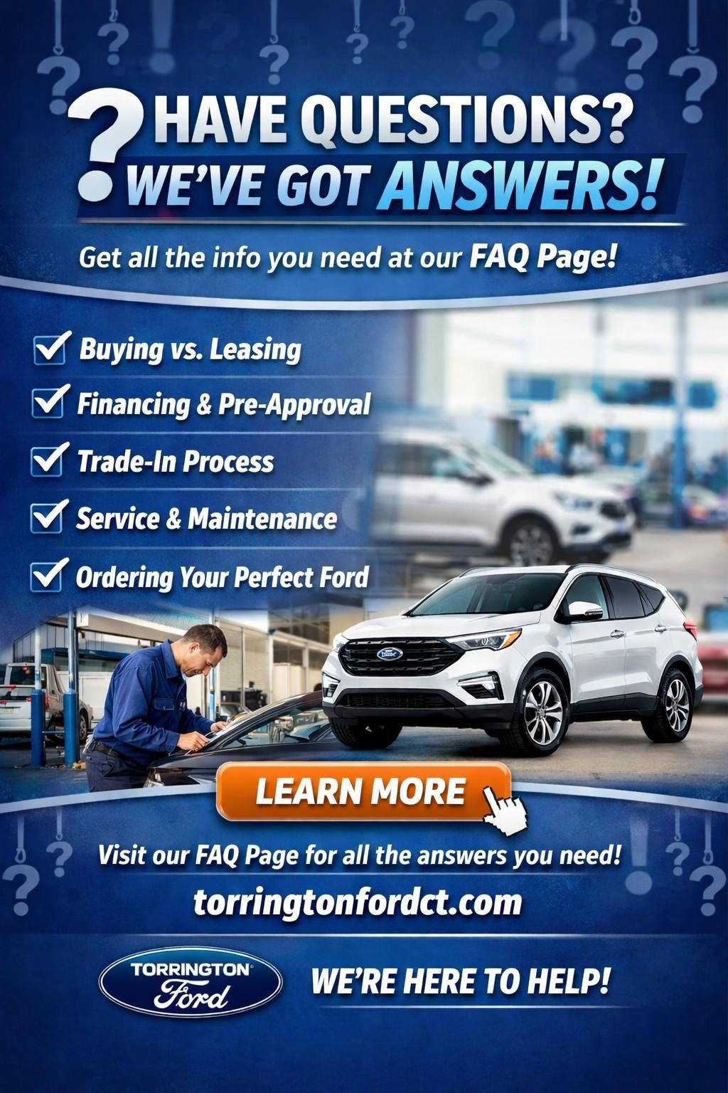 Torrington Ford FAQ promotional graphic